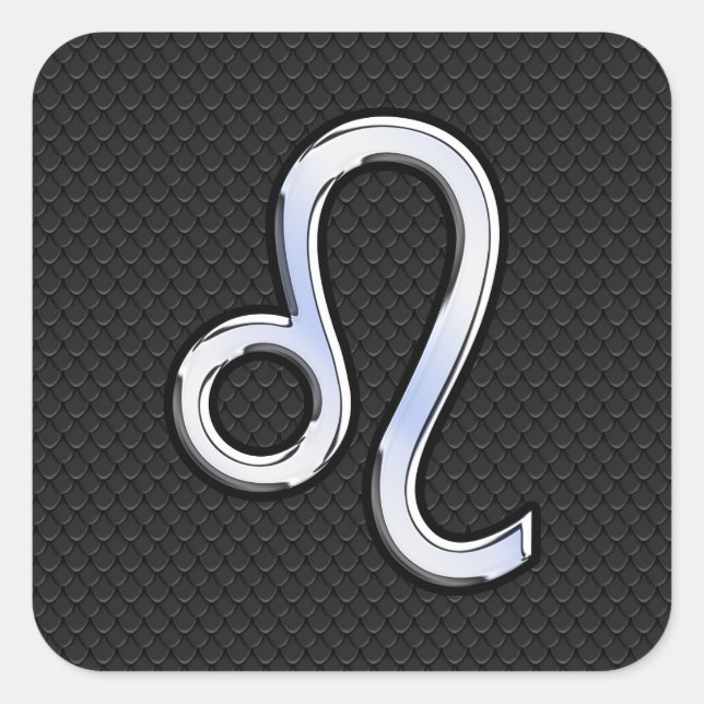 Chrome Like Leo Zodiac Sign on snake skin Square Sticker (Front)