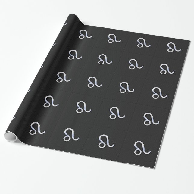 Chrome Like Leo Zodiac Sign on snake skin Wrapping Paper (Unrolled)