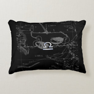 Chrome like Libra Zodiac Sign on Hevelius Decorative Cushion