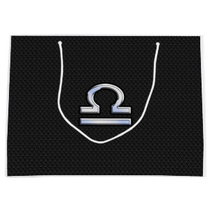 Chrome Like Libra Zodiac Symbol Snake Skin Decor Large Gift Bag