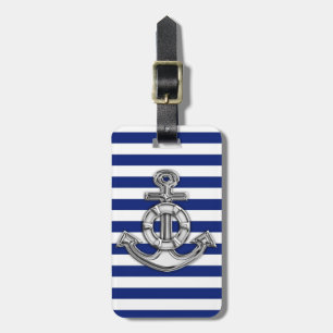 Chrome Like Lifesaver on Nautical Stripes Luggage Tag