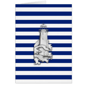 Chrome Like Lighthouse on Nautical Stripes