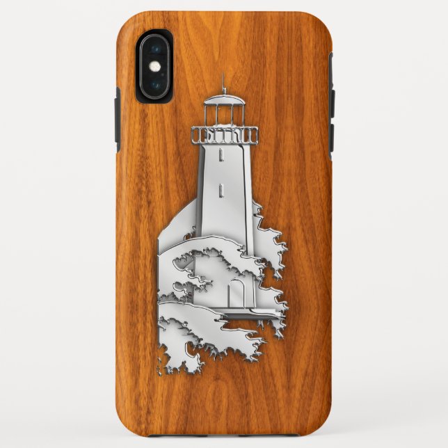 Chrome Like Lighthouse on Teak Wood Case-Mate iPhone Case (Back)