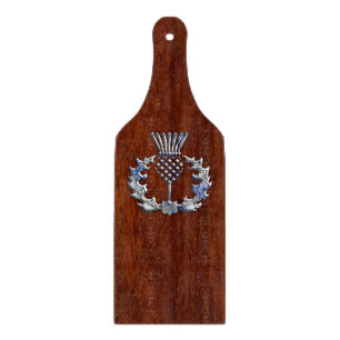 Chrome Like Mahogany Wood Grain Scottish Thistle Cutting Board