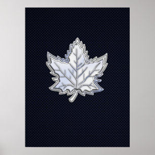 Chrome Like Maple Leaf Carbon Fibre Print