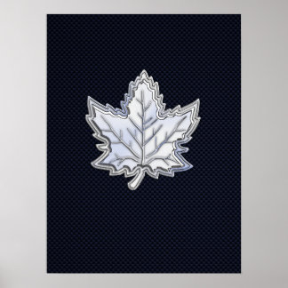 Chrome Like Maple Leaf Carbon Fibre Print