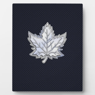 Chrome Like Maple Leaf Carbon Fibre Print Plaque