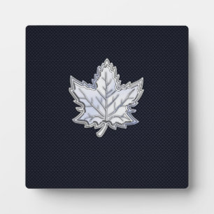 Chrome Like Maple Leaf Carbon Fibre Print Plaque