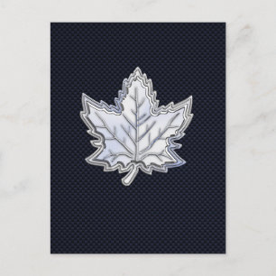 Chrome Like Maple Leaf Carbon Fibre Print Postcard