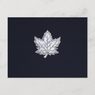Chrome Like Maple Leaf Carbon Fibre Print Postcard