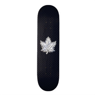 Chrome Like Maple Leaf Carbon Fibre Print Skateboard