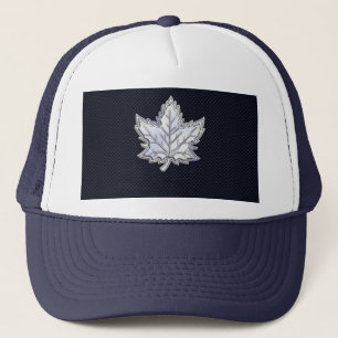 Chrome Like Maple Leaf Carbon Fibre Print Trucker Hat