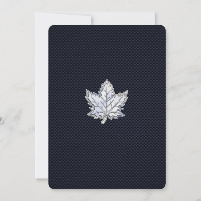 Chrome Like Maple Leaf on Carbon Fiber Print (Front)
