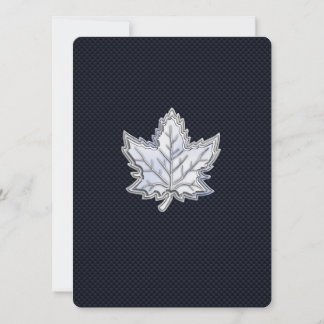 Chrome Like Maple Leaf on Carbon Fibre Print