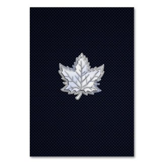 Chrome Like Maple Leaf on Carbon Fibre Print Table Number