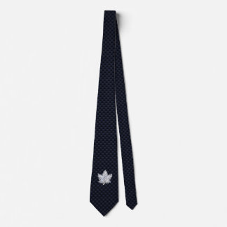 Chrome Like Maple Leaf on Carbon Fibre Print Tie