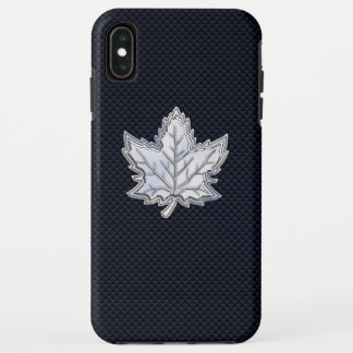 Chrome Like Maple Leaf on Carbon Fibre Stylish iPhone XS Max Case