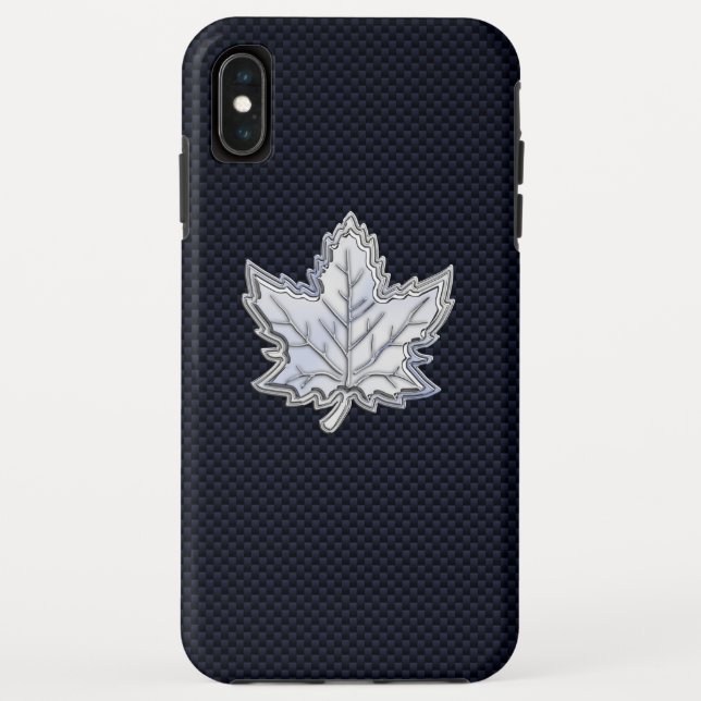 Chrome Like Maple Leaf on Carbon Fibre Stylish Case-Mate iPhone Case (Back)