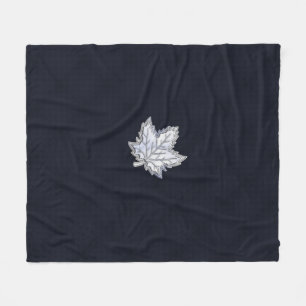 Chrome Like Maple Leaf on racy Carbon Fibre Print Fleece Blanket