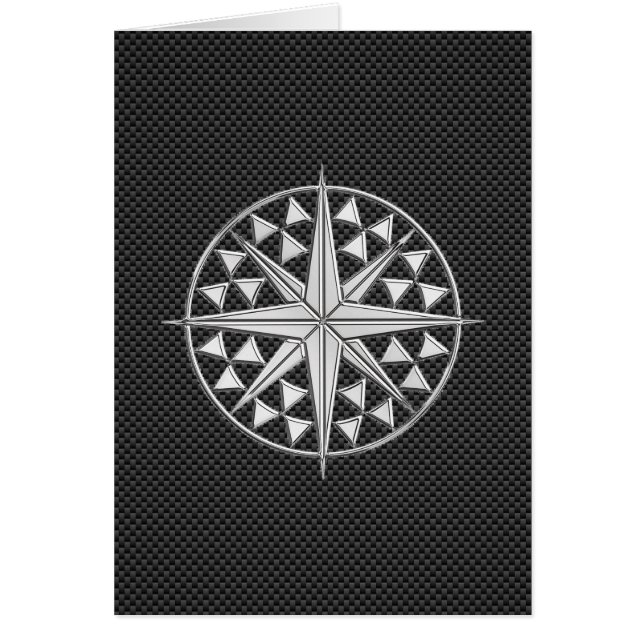 Chrome Like Nautical Star Compass on Carbon Fibre (Front)