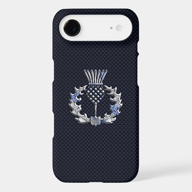 Chrome like on Carbon Fibre Print Scottish Thistle Case-Mate iPhone Case (Back)