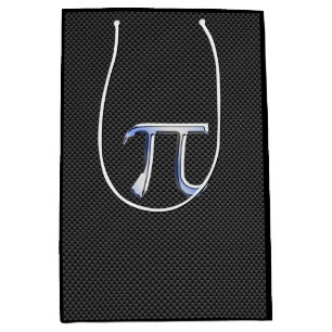 Chrome Like Pi Symbol Charcoal Carbon Fibre Print Medium Gift Bag