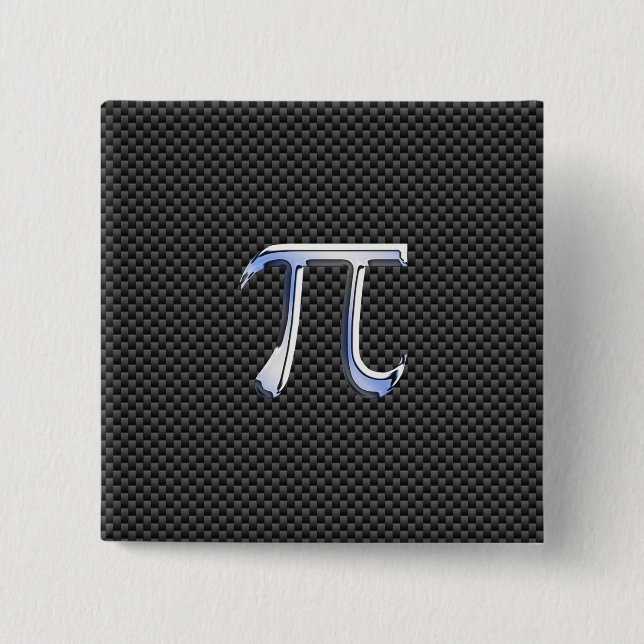 Chrome Like Pi Symbol in Carbon Fiber Style 15 Cm Square Badge (Front)