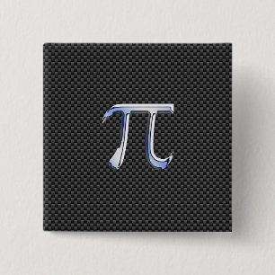 Chrome Like Pi Symbol in Carbon Fiber Style 15 Cm Square Badge