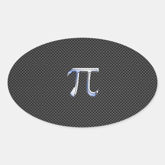 Chrome Like Pi Symbol on Carbon Fibre Print Oval Sticker (Front)