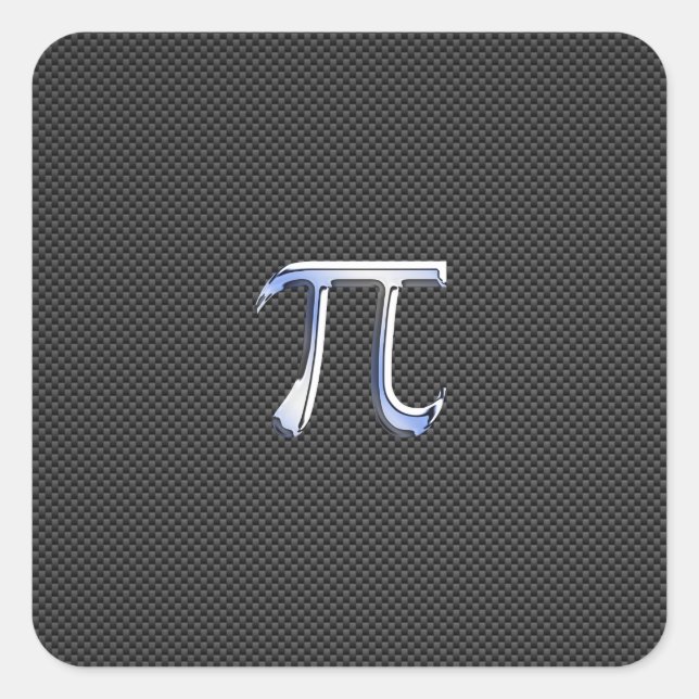 Chrome Like Pi Symbol on Carbon Fibre Print Square Sticker (Front)