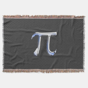 Chrome Like Pi Symbol on Carbon Fibre Style Throw Blanket