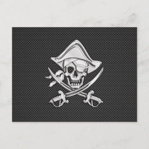 Chrome Like Pirate on Black Carbon Fibre Postcard