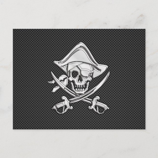 Chrome Like Pirate on Black Carbon Fibre Postcard (Front)
