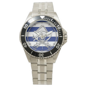 Chrome Like Pirate on Navy Stripes Watch