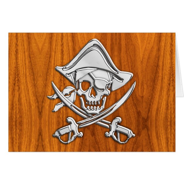 Chrome Like Pirate on Teak Veneer (Front Horizontal)