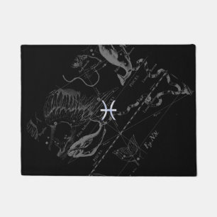 Chrome like Pisces Zodiac Sign on Hevelius Doormat