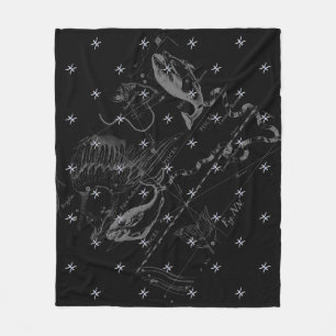 Chrome like Pisces Zodiac Sign on Hevelius Fleece Blanket