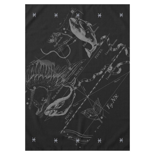 Chrome like Pisces Zodiac Sign on Hevelius Tablecloth (Front)