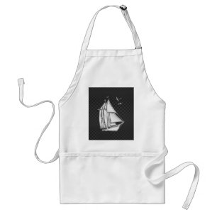 Chrome Like Regatta Sailboat on Carbon Fibre decor Standard Apron