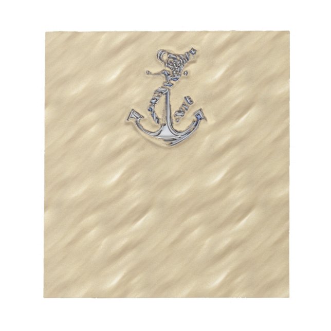 Chrome Like Rope Anchor in the Sand Notepad (Front)