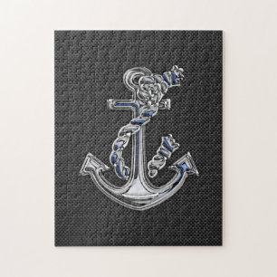 Chrome Like Rope Anchor on Carbon Fibre Jigsaw Puzzle
