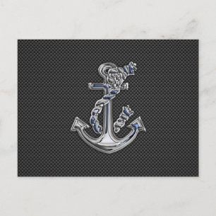Chrome Like Rope Anchor on Carbon Fibre Postcard