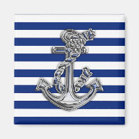 Chrome Like Rope Anchor on Nautical Stripes