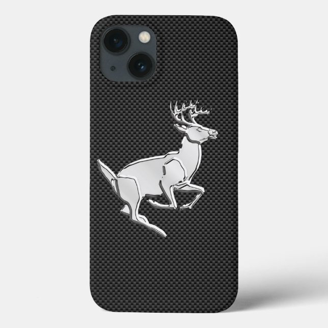 Chrome Like Running Buck on Carbon Fibre Print Case-Mate iPhone Case (Back)