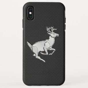 Chrome Like Running Deer on Carbon Fibre Print iPhone XS Max Case