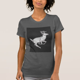 Chrome Like Running Deer on Carbon Fibre Print T-Shirt