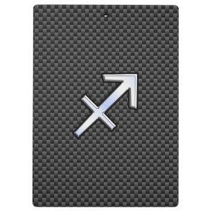 Chrome Like Sagittarius Sign Carbon Fibre Print Clipboard