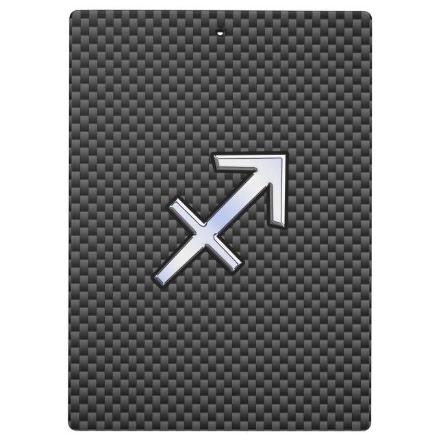 Chrome Like Sagittarius Sign Carbon Fibre Print Clipboard (Back)