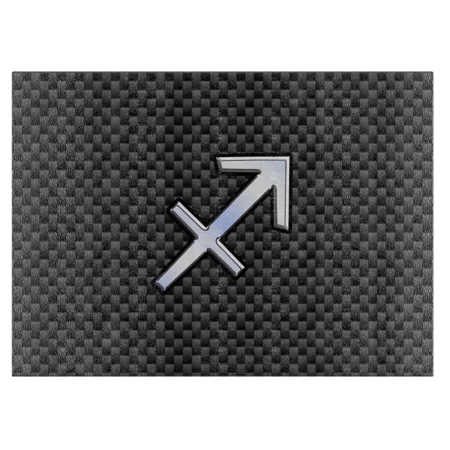 Chrome Like Sagittarius Sign Carbon Fibre Print Cutting Board (Front)