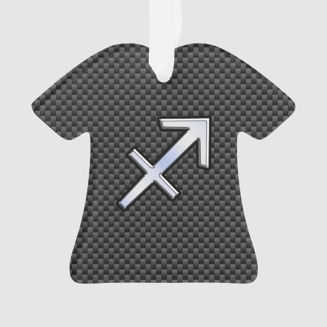Chrome Like Sagittarius Sign Carbon Fibre Print Ornament (Front)